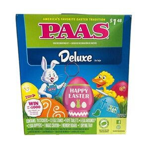 PAAS Deluxe Easter Egg Decorating Kit 78 Stickers 9 Tablets Magic Crayon Etc